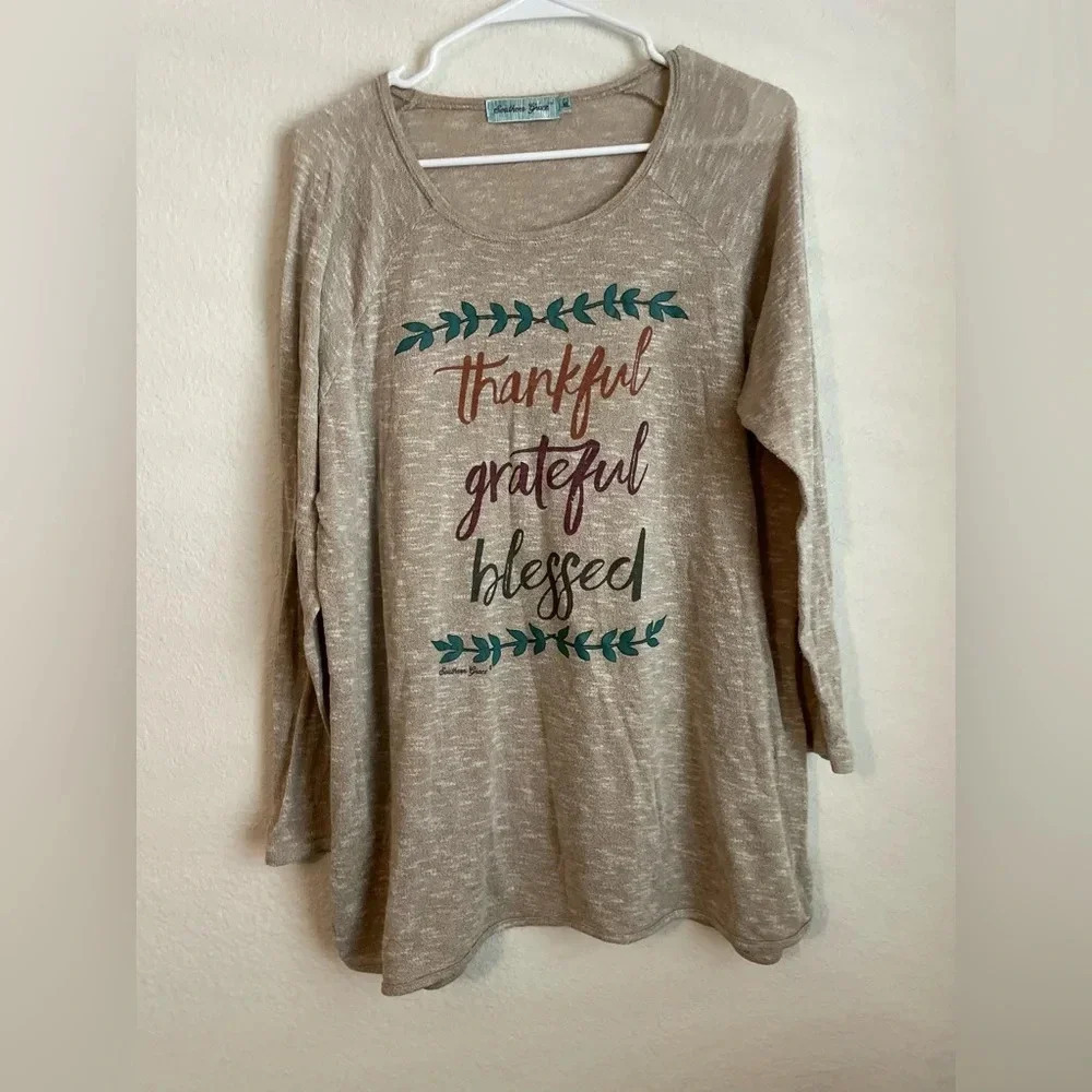 Southern Grace women’s thankful, grateful, blessed top size XL